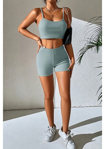 Kadın Açık Mavi Şortlu Kaşkorse Gecelik Takım modelleri