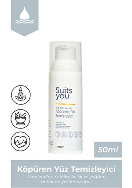 Köpüren Yüz Temizleyici Hyaluronik Asit ve Niacinamide İçeren 50 ml Dengeleyici Etki