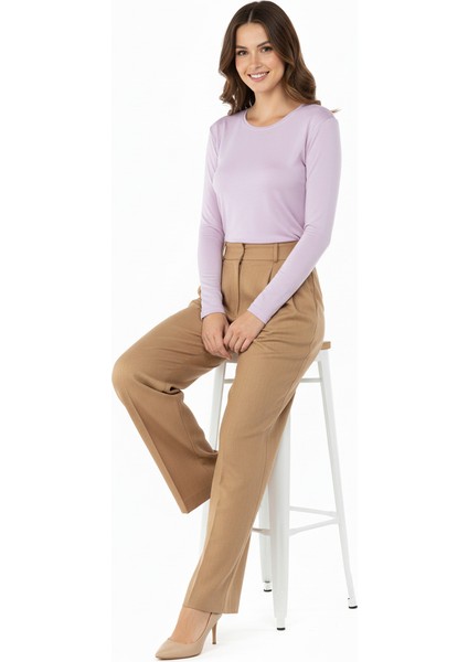 Kadın Düz Renk Yuvarlak Yaka Uzun Kollu Dar Kesim Bedene Oturan Likralı Turlu Viskon Kumaş Badi fiyatları