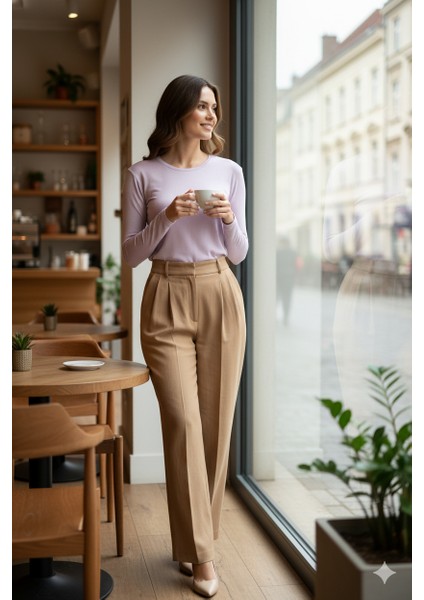 Kadın Düz Renk Yuvarlak Yaka Uzun Kollu Dar Kesim Bedene Oturan Likralı Turlu Viskon Kumaş Badi fırsatları