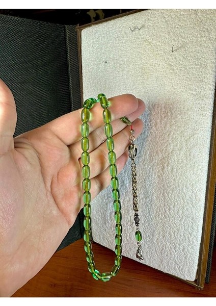 Yeşil Renkli Ateş Kehribar Tesbih Kapsül Kesim T-227 modelleri