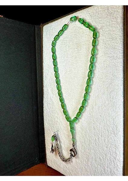 Yeşil Renkli Ateş Kehribar Tesbih Kapsül Kesim T-227 fırsatları