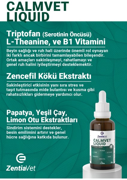 CALMVET Köpek 50 ml VANİLYALI Damla Calming, Rahatlatıcı, Stres, Anksiyete, Relax ve Sakinleştirici modelleri