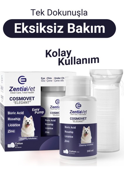 Cosmovet Elegant 200 ml Köpek Göz-Çene-Çene Altı ve Kulak Bakım Temizleme Solüsyonu