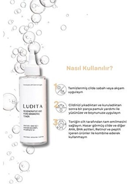 Ludita Tonik AHA %10 BHA %2 Vitamin C ile Yenileyici ve Sıkılaştırıcı Etki Tüm Ciltler İçin