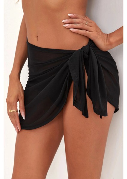 Kadın Siyah Transparan Belden Bağlamalı Pareo fiyatları