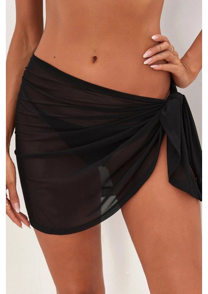 Kadın Siyah Transparan Belden Bağlamalı Pareo fırsatları