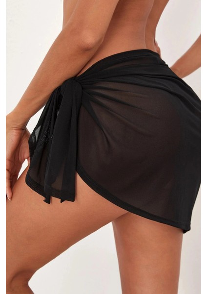 Kadın Siyah Transparan Belden Bağlamalı Pareo indirimleri