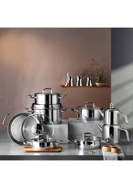 Vogue 20 Parça Cam Kapak İdeal Çelik Çeyiz Seti