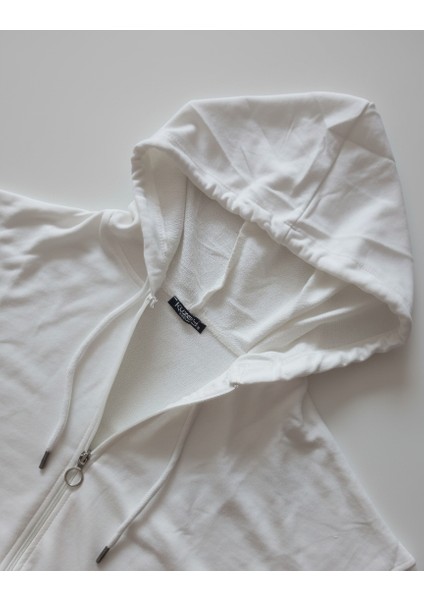 Sweatshirt Kapüşonlu Fermuarlı Beyaz Unisex fiyatları