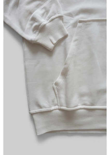 Sweatshirt Kapüşonlu Fermuarlı Beyaz Unisex modelleri