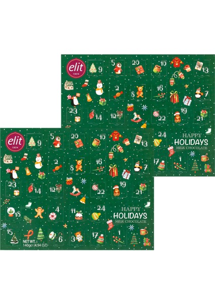 Advent Calender Kutu Madlen Sütlü Çikolata 140g 2'li Set Glutensiz