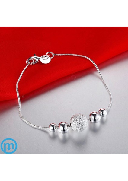 Top Desenli 925 Ayar Gümüş Kadın Bileklik