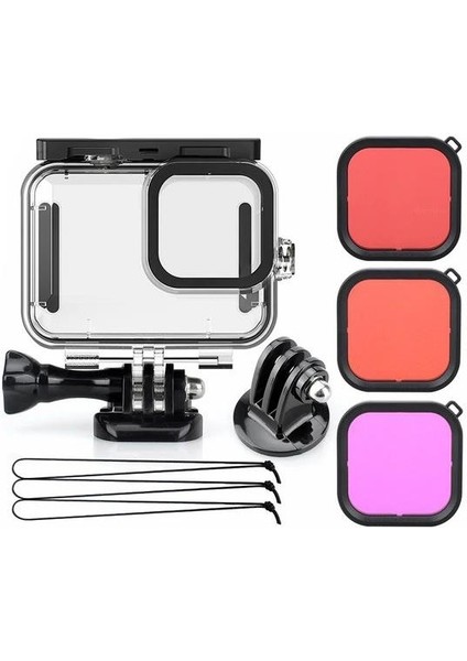 Gopro Hero 12 11 10 9 Için 60m Sualtı Su Geçirmez Kılıf Muhafaza Housing Ve Lens Filtresi