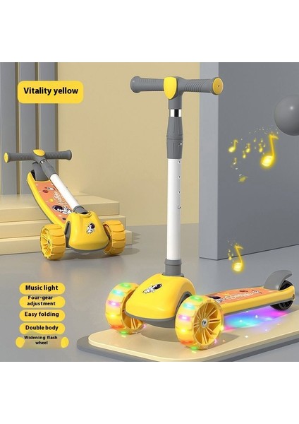Yeni Scooter Çocuk 3'ü 1 Arada Scooter Oturabilir ve Katlanabilir Bir Anahtarı Kaydırabilir (Yurt Dışından)