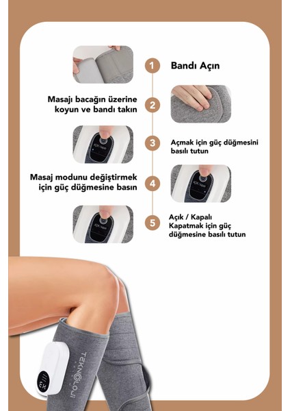 Diz Masajı Yeni Nesil Şarjlı Isıtmalı 3 Kademeli 40°c 45°c 50°c Hava Basınçlı Masaj 3 Modlu fiyatları