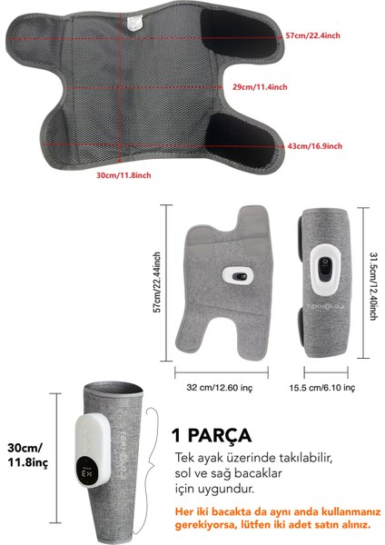 Diz Masajı Yeni Nesil Şarjlı Isıtmalı 3 Kademeli 40°c 45°c 50°c Hava Basınçlı Masaj 3 Modlu modelleri