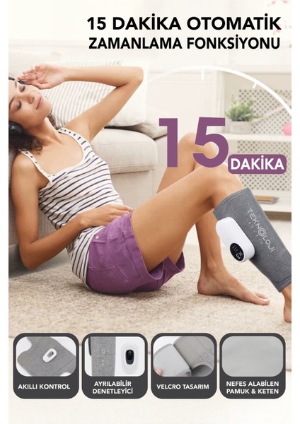 Diz Masajı Yeni Nesil Şarjlı Isıtmalı 3 Kademeli 40°c 45°c 50°c Hava Basınçlı Masaj 3 Modlu indirimleri