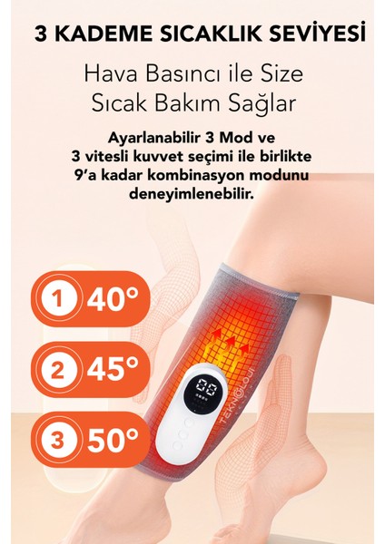 Diz Masajı Yeni Nesil Şarjlı Isıtmalı 3 Kademeli 40°c 45°c 50°c Hava Basınçlı Masaj 3 Modlu