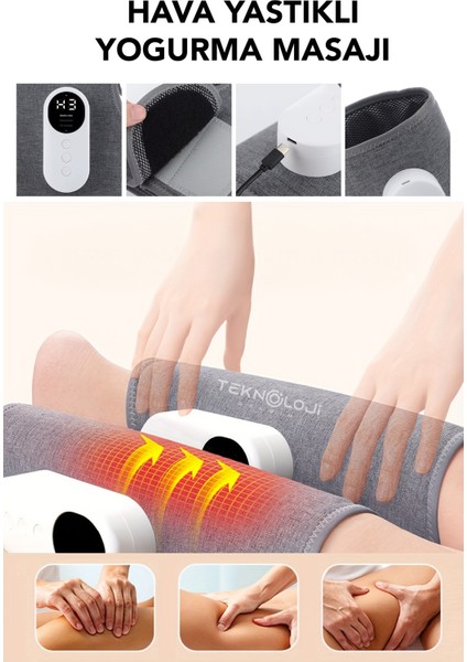 Diz Masajı Yeni Nesil Şarjlı Isıtmalı 3 Kademeli 40°c 45°c 50°c Hava Basınçlı Masaj 3 Modlu