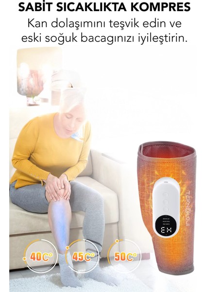 Diz Masajı Yeni Nesil Şarjlı Isıtmalı 3 Kademeli 40°c 45°c 50°c Hava Basınçlı Masaj 3 Modlu