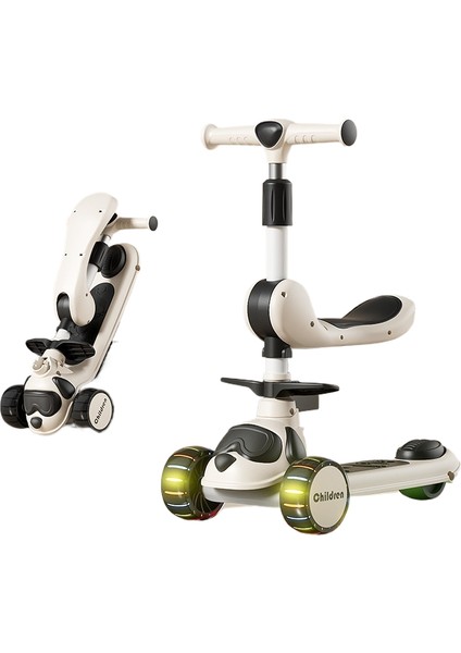 Çocuk Scooter 3'ü 1 Arada 3-6 Yaş Erkek ve Kız Scooter Bebek Oturabilir ve Kaygan Scooter'a Binebilir (Yurt Dışından)