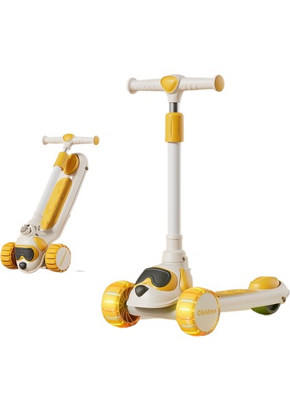 Çocuk Scooter 3'ü 1 Arada 3-6 Yaş Erkek ve Kız Scooter Bebek Oturabilir ve Kaygan Scooter'a Binebilir (Yurt Dışından)