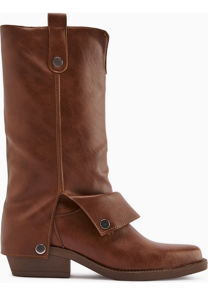 Fadia Taba Küt Burunlu Körüklü Kadın Çizme