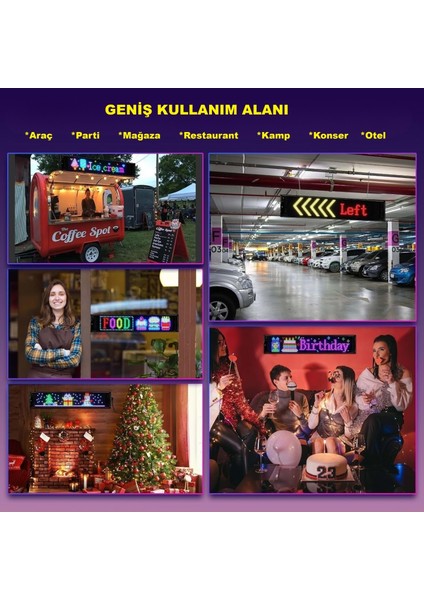 35X10CM Programlanabilir LED Matrix Kayan Yazı 20X64 Pixel Emoji Tabela Araba Bluetooth App Kontrol modelleri