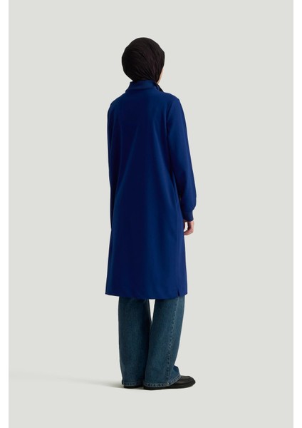 Kolları Ribanalı Yarım Fermuarlı Tunik Morcivert 25KT456 indirimleri