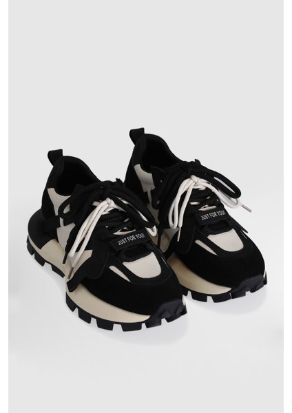 Yoko Siyah Deri Kadın Sneaker Ayakkabı 121230008-121230049