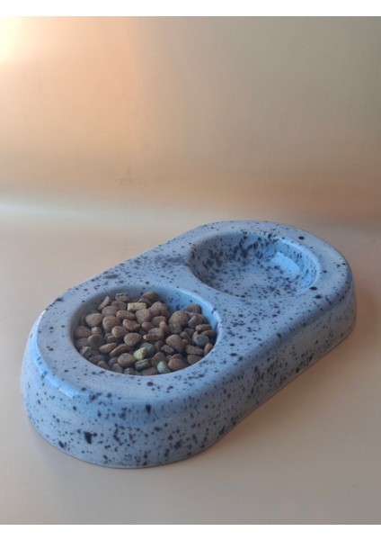 Çift Hazneli Kedi Köpek Seramik Mama Kabı