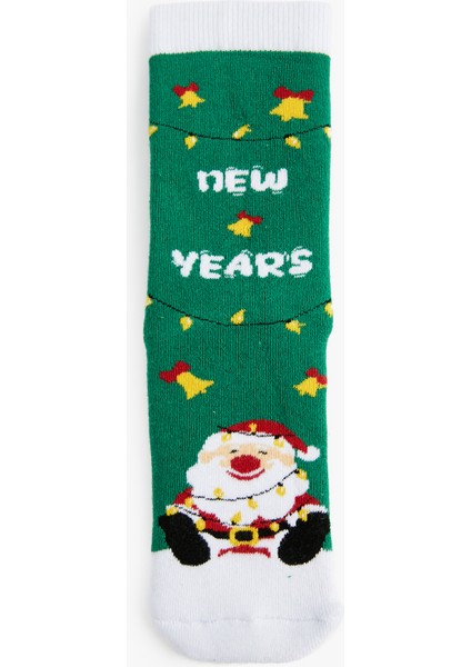 Yılbaşı Temalı Renk Kontrastlı Pamuklu Havlu Soket Çorap fiyatları