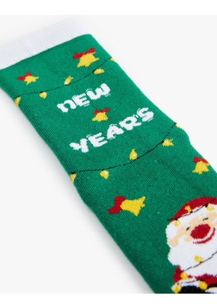 Yılbaşı Temalı Renk Kontrastlı Pamuklu Havlu Soket Çorap modelleri