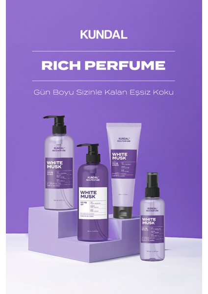Parfüm Etkili, Nemlendirici Vücut Misti Kundal Rich Perfume Body Mist 100ML (White Musk)