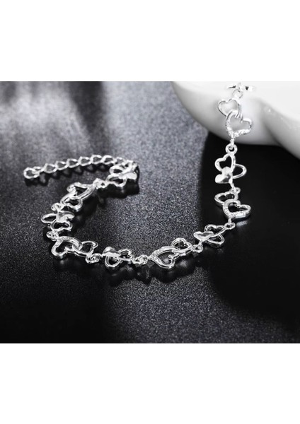 925 Ayar Gümüş Kalp Figürlü Taşlı Yeni Model Bileklik Sevgiliye Hediye indirimleri