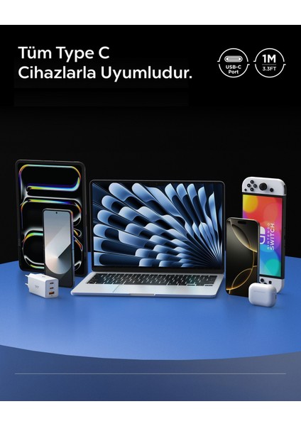 USB-C to USB-C 1 Metre Kablo 100W Güç / PPS 2.0 Desteği Super Hızlı Şarj / 5 Gbps (E-Marker Çip) Data Aktarım Hızı / PD USB 3.2 Type-C Ekstra Dayanıklı MFI Lisanslı Black - ACA09459 indirimleri