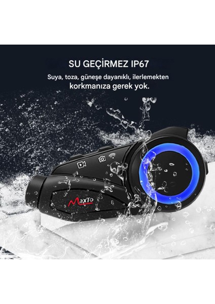 Maxto M3 Fhd 1080P Kameralı Intercom Motosiklet Kask Intercom