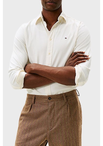 Pamuklu Regular Fit Düğmeli Yaka Uzun Kollu Gömlek Erkek Gömlek MW0MW40469 Ya8