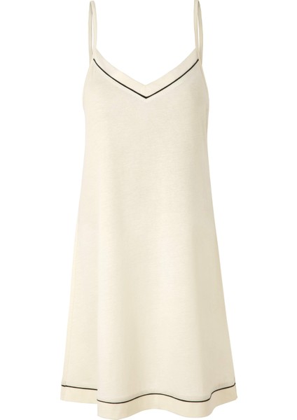 Modal Askılı Biyeli Gecelik / Krem