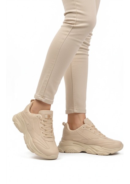 Ekru Bağcıklı Kadın Sneaker DRK171 G