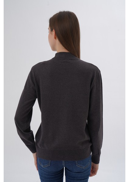 Kadın %100 Organik Pamuk Yarım Balıkçı Yaka Triko Kazak Örme Bluz TRIST-6104 fırsatları