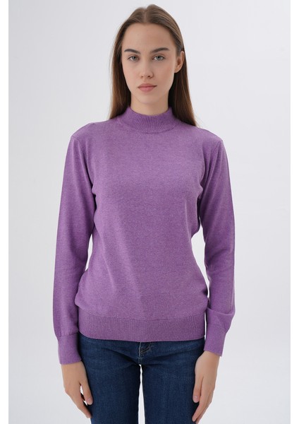 Kadın %100 Organik Pamuk Yarım Balıkçı Yaka Triko Kazak Örme Bluz TRIST-6104