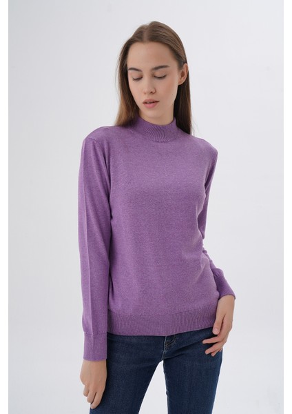 Kadın %100 Organik Pamuk Yarım Balıkçı Yaka Triko Kazak Örme Bluz TRIST-6104 fırsatları