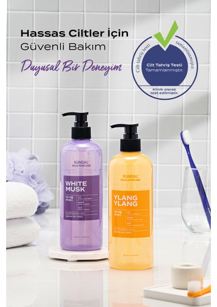 Parfüm Etkili Besleyici ve Nemlendirici Vücut Yıkama Jeli Kundal Rich Perfume Body Wash 500ML (White Musk)