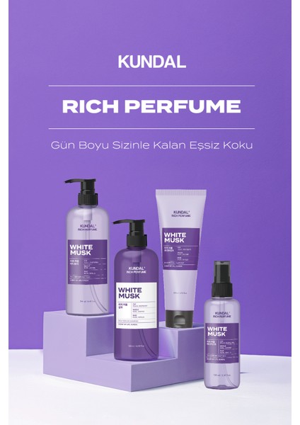 Parfüm Etkili Besleyici ve Nemlendirici Vücut Yıkama Jeli Kundal Rich Perfume Body Wash 500ML (White Musk)