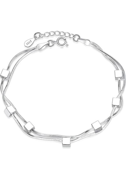 925 Ayar Gümüş Kare Figürlü Kadın Bileklik fırsatları