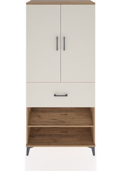 Hyperion Dolap 4 Raflı Tek Çekmeceli 2 Kapaklı 88X44X195 Çam-Aytaşı