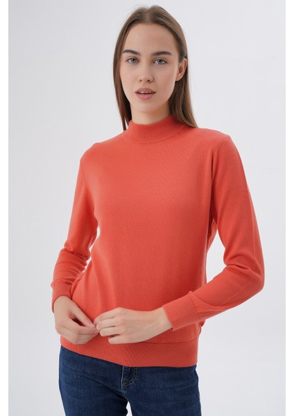 Kadın %100 Organik Pamuk Yarım Balıkçı Yaka Triko Kazak Örme Bluz TRIST-6104 modelleri