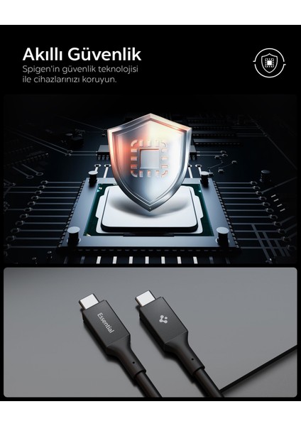 USB-C to USB-C 1.2 Metre Kablo 240W Güç / PPS 2.0 Desteği Super Hızlı Şarj / 40Gbps (E-Marker Çip) Data Aktarım Hızı / 8K Görüntü Aktarım / PD USB4 Gen3 Type-C Ekstra Dayanıklı Black - ACA09461 modelleri